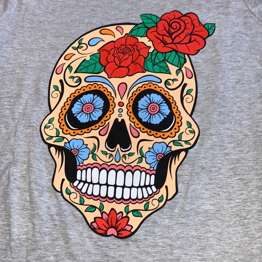 Popular Sports Skull and Rose Tee Shirt